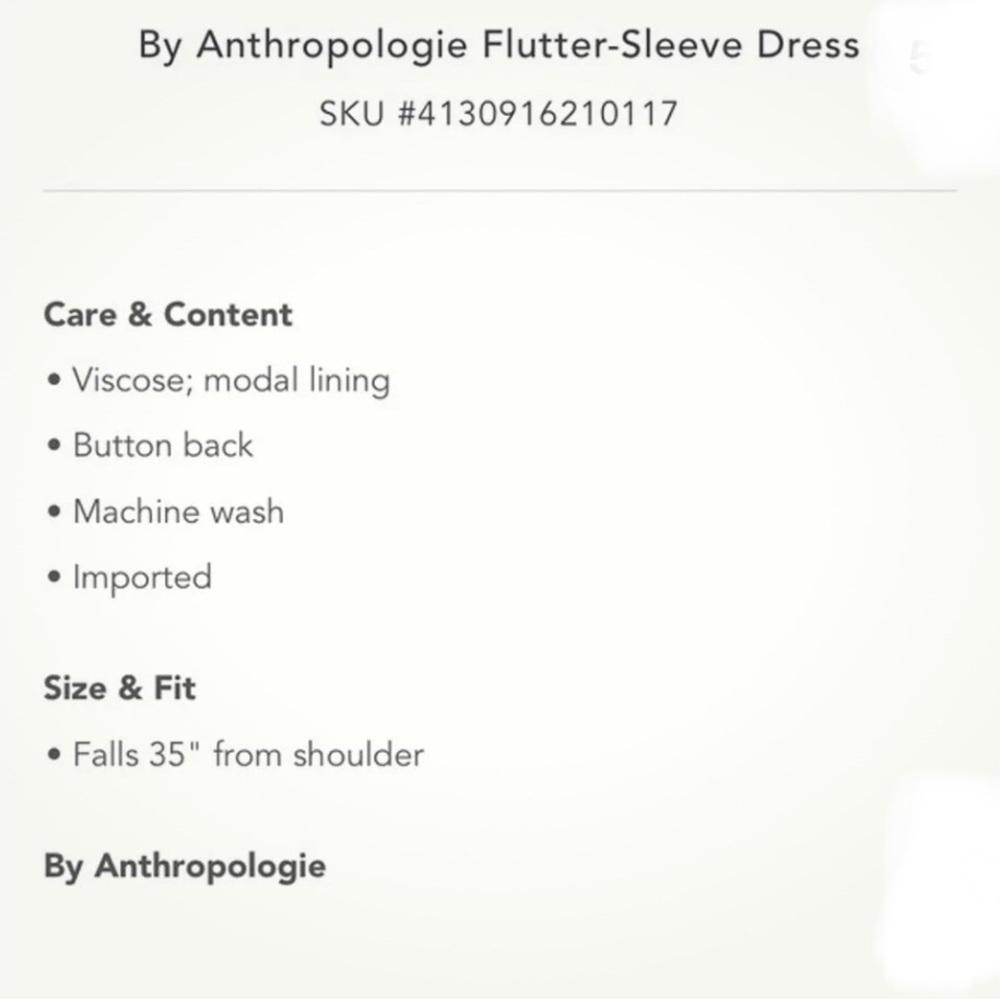 Anthropologie Flutter Sleeve Dress - Picture 7 of 7